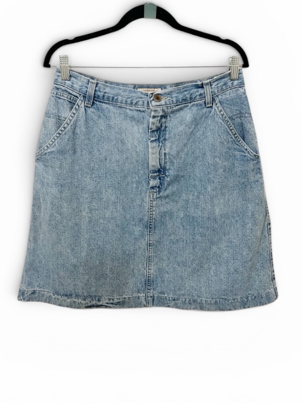 St John's Bay Vintage 90s Boho Chic Knee Length Distressed Jeans Skirt